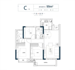 青云府3室2厅1厨2卫建面99.00㎡