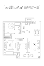 江海云辰3室2厅1厨1卫建面95.00㎡