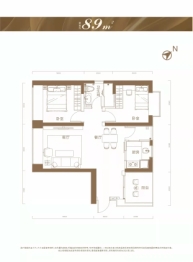 加福华尔登府邸2室2厅1厨1卫建面89.00㎡