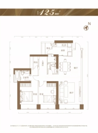 加福华尔登府邸3室3厅1厨3卫建面125.00㎡