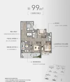 景业龙光·玖云府3室2厅1厨2卫建面99.00㎡