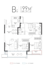 嘉宏澎π3室2厅1厨2卫建面99.00㎡