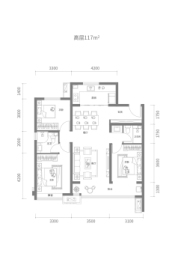 金辉江山铭著3室2厅1厨2卫建面117.00㎡