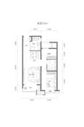 金辉江山铭著2室2厅1厨1卫建面79.00㎡