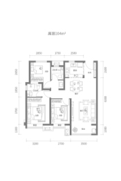 金辉江山铭著3室2厅1厨2卫建面104.00㎡