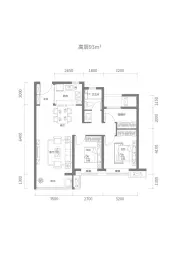 金辉江山铭著2室2厅1厨1卫建面93.00㎡