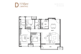 保利堂悦3室2厅1厨2卫建面116.00㎡