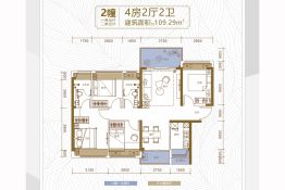 福濠华庭4室2厅1厨2卫建面109.29㎡
