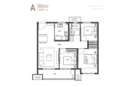 保利堂悦3室2厅1厨1卫建面86.00㎡