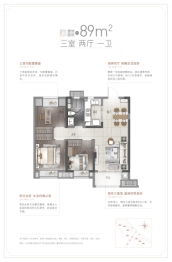 华润置地未来尚城3室2厅1厨1卫建面89.00㎡