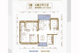 福濠华庭4室2厅1厨2卫建面121.66㎡