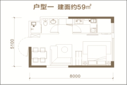 依林园6号楼（大境卓成）1室2厅1厨1卫建面59.00㎡