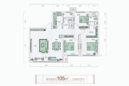 四季花城3室2厅1厨2卫建面105.00㎡