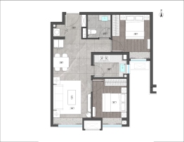 中海·汇智里2室2厅1厨1卫建面74.00㎡