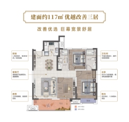 中国铁建领秀城·西派澜岸3室2厅1厨2卫建面117.00㎡