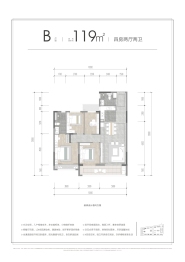 荣盛·江荣府4室2厅1厨2卫建面119.00㎡