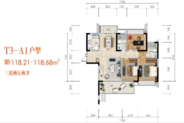 三亚·一山湖3室2厅1厨2卫建面118.21㎡