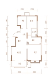 富力院士廷3室2厅1卫建面96.00㎡