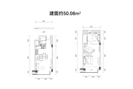 朗润公馆3室1厅1厨2卫建面50.08㎡