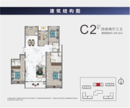 茂业国际金融中心4室2厅1厨3卫建面229.63㎡