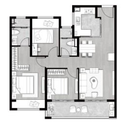 铂悦春和万象3室2厅1厨2卫建面105.0㎡