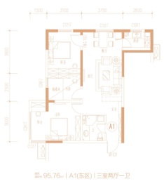 文湃苑3室2厅1厨1卫建面95.76㎡