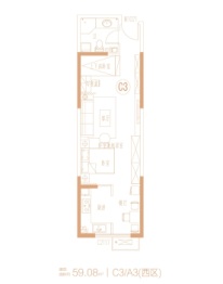 文湃苑2室2厅1厨1卫建面59.08㎡