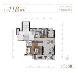 滨湾万科城3室2厅1厨2卫建面118.00㎡