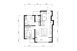 昆仑·时代中心2室2厅1厨1卫建面89.00㎡