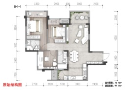 橙珲影视文旅小镇3室2厅1厨2卫建面78.78㎡