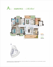 天境星城4室2厅1厨2卫建面140.45㎡