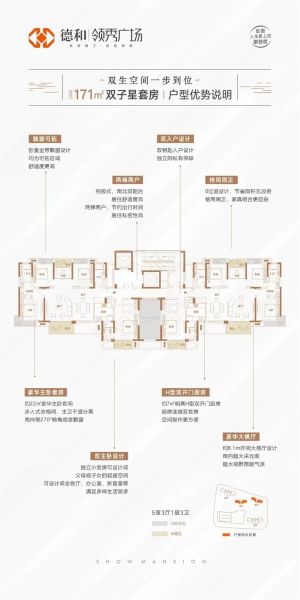 宜春领秀广场5室3厅3卫1厨171.00㎡户型图-宜春房天下