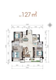 建业相府3室2厅1厨2卫建面127.00㎡