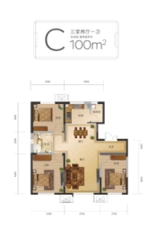 盛耀悦公馆3室2厅1厨1卫建面100.00㎡