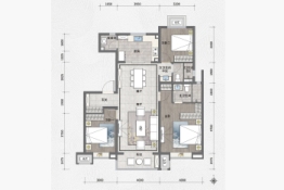 万科·君望3室2厅1厨2卫建面143.00㎡