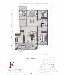 恒信东方名著4室2厅1厨2卫建面140.00㎡