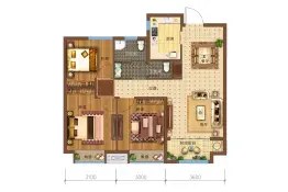 才子嘉苑3室2厅1厨2卫建面106.77㎡