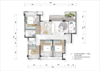 二期洋房建面117㎡偶数层户型