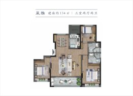 绿城.桃李春风3室2厅1厨2卫建面134.00㎡