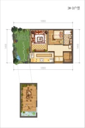 墅源公馆1室1厅1厨1卫建面58.00㎡