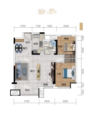 东升·鸿璟园2室2厅1厨1卫建面89.00㎡