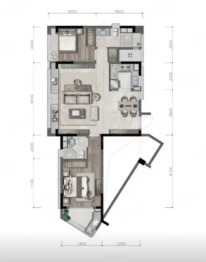 绿城桂冠东方2室2厅1厨2卫建面96.20㎡