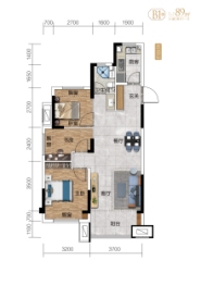 东升·鸿璟园3室2厅1厨1卫建面89.00㎡