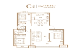 上书房3室2厅1厨2卫建面118.63㎡