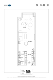 吴中国际1室1厅1厨1卫建面58.00㎡