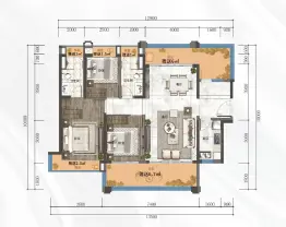 合生紫悦府3室2厅1厨2卫建面123.00㎡