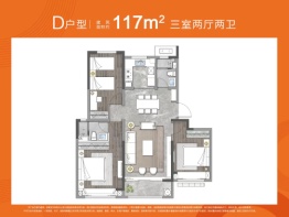 中海寰宇时代3室2厅1厨2卫建面117.00㎡