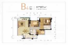 优品道珑玺湾二期3室2厅2卫建面87.00㎡