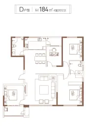 城美广场4室2厅1厨2卫建面184.00㎡