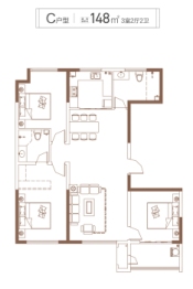 城美广场3室2厅1厨2卫建面148.00㎡